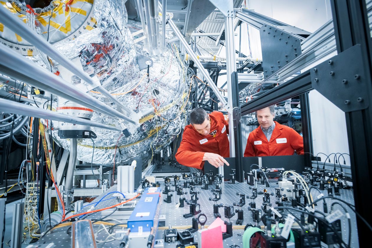 A 70% scale model of General Fusion’s plasma injector, a prototype of the component that will be assembled into the demonstration version of the company’s fusion system.